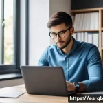 Home 21 정보 다이어트법과 정보 처리 속도 개선 - A focused young professional in a modern, tidy home office with a minimalist digital setup: a sleek ...