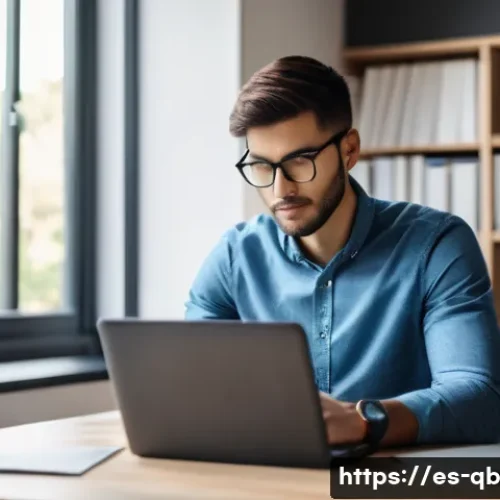 Home 33 정보 다이어트법과 정보 처리 속도 개선 - A focused young professional in a modern, tidy home office with a minimalist digital setup: a sleek ...