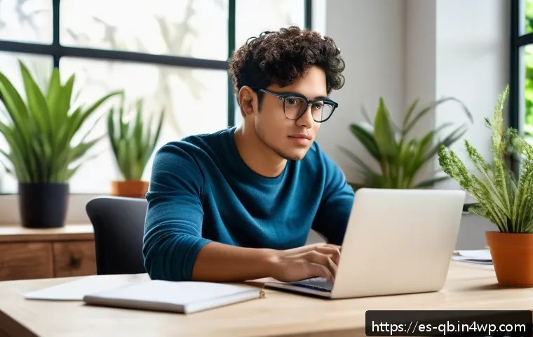정보 다이어트법의 활용 사례 - A serene modern home office scene featuring a young Hispanic adult wearing casual clothing and glass...