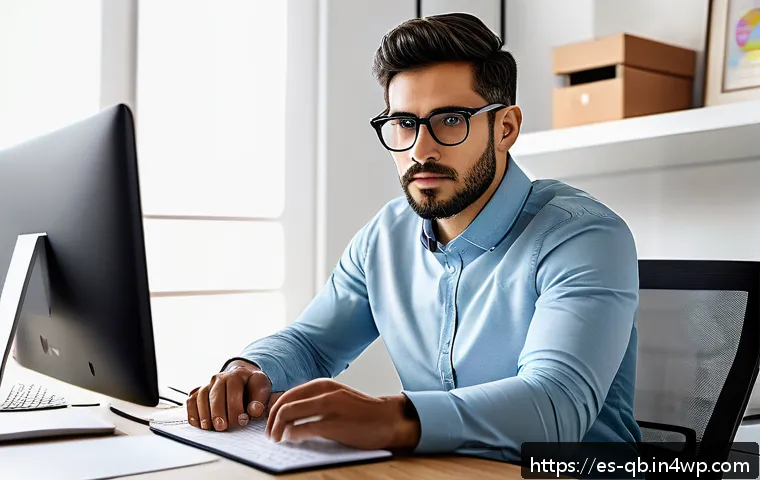 정보 다이어트법을 통한 목표 달성 - A focused young professional sitting at a modern desk in a bright, cozy home office, surrounded by n...