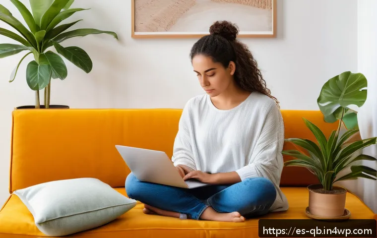 정보 다이어트법을 적용한 만족도 조사 - A serene home office scene featuring a young adult woman of Hispanic descent practicing mindfulness ...